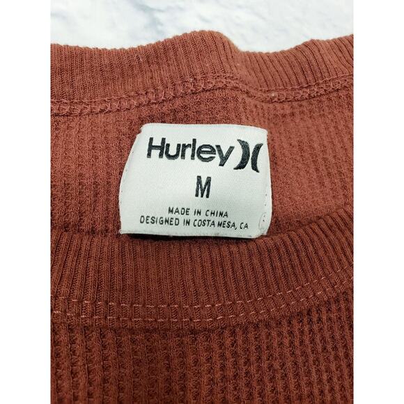 Hurley MENS SIZE M Brown Thermal Waffle Long Sleeve Embroidered Logo Shirt - Picture 6 of 11